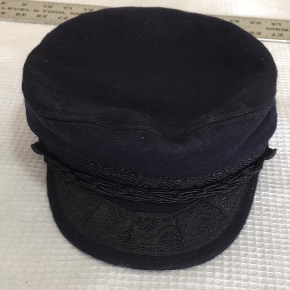 Vintage Vintage/Antique Aegean Black Wool Greek Fisherman's Cap/HatMedium